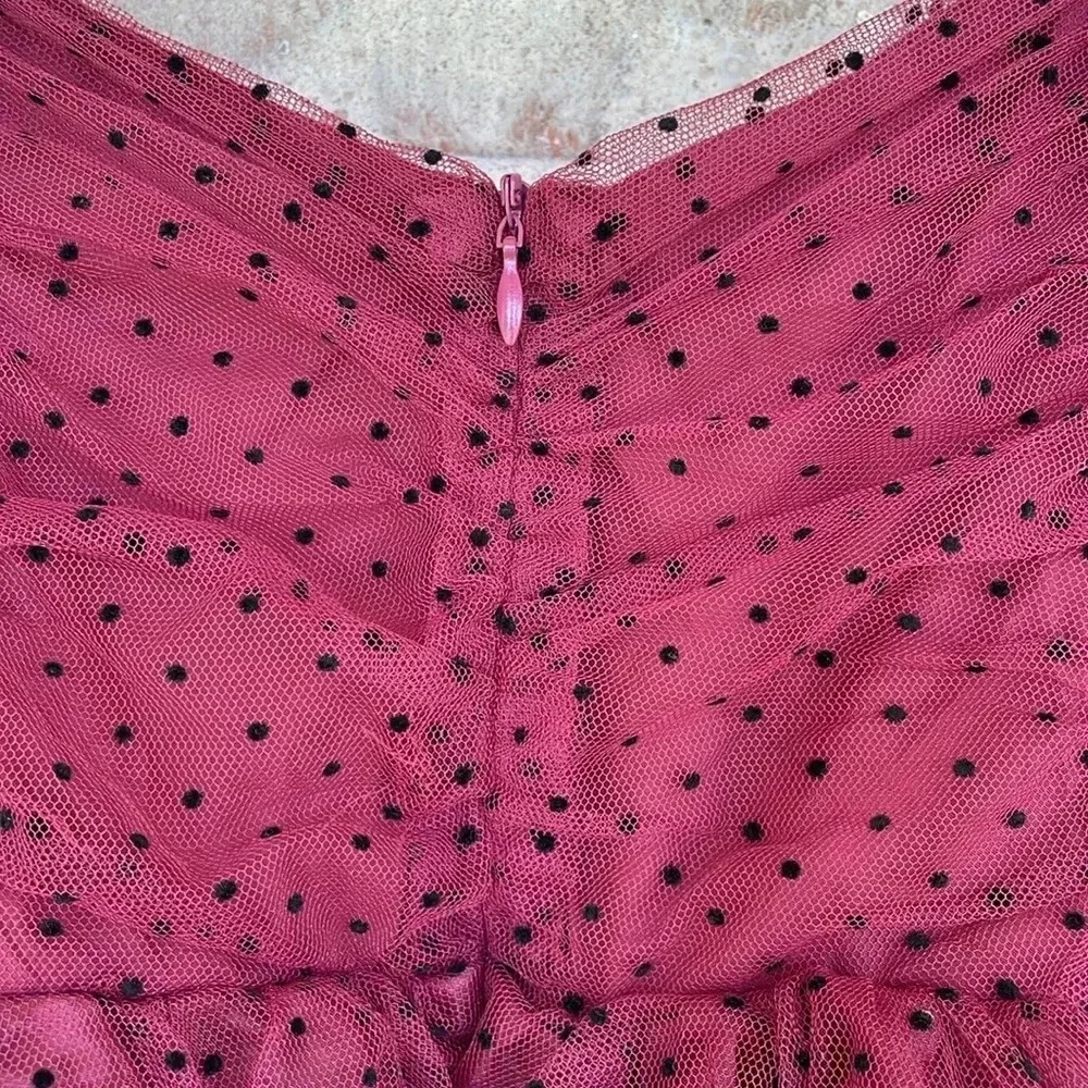 Mia Joy by Joyfolie Burgundy Black Dots Tulle Mesh Organza‎ Girl’s Dress